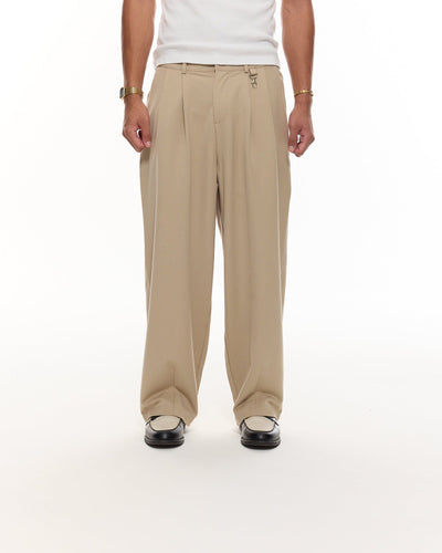 PANTALON À PINCES - SABLE