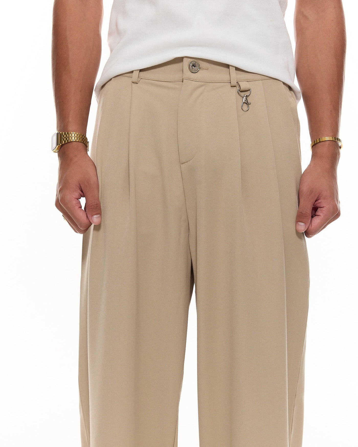 PANTALON À PINCES - SABLE