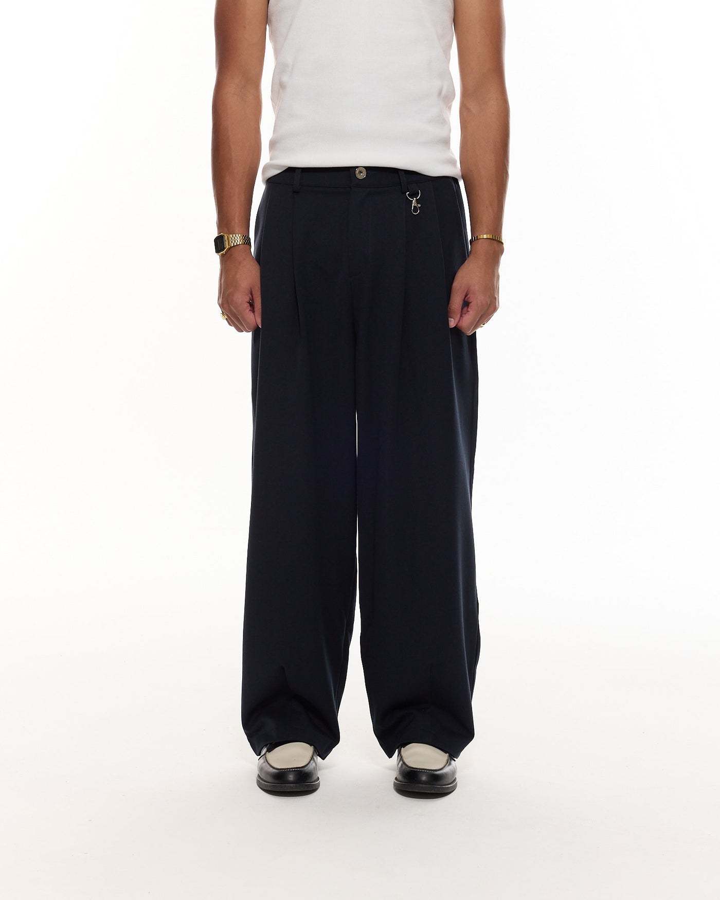 PANTALON À PINCES - BLEU MARINE