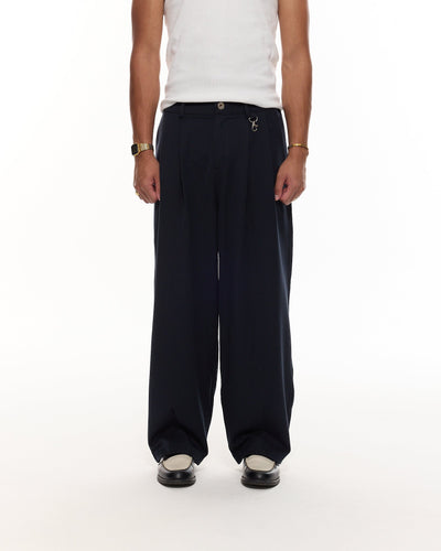 PANTALON À PINCES - BLEU MARINE