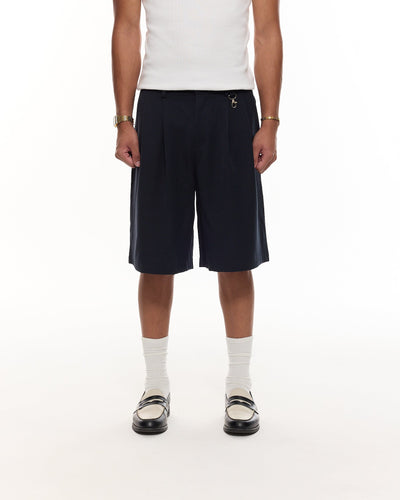SHORT À PINCE - BLEU MARINE