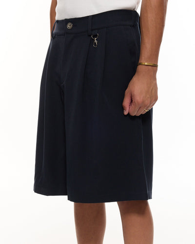 SHORT À PINCE - BLEU MARINE
