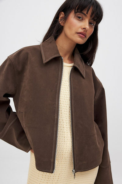 VESTE ZIPPÉ EN FAUX DAIM